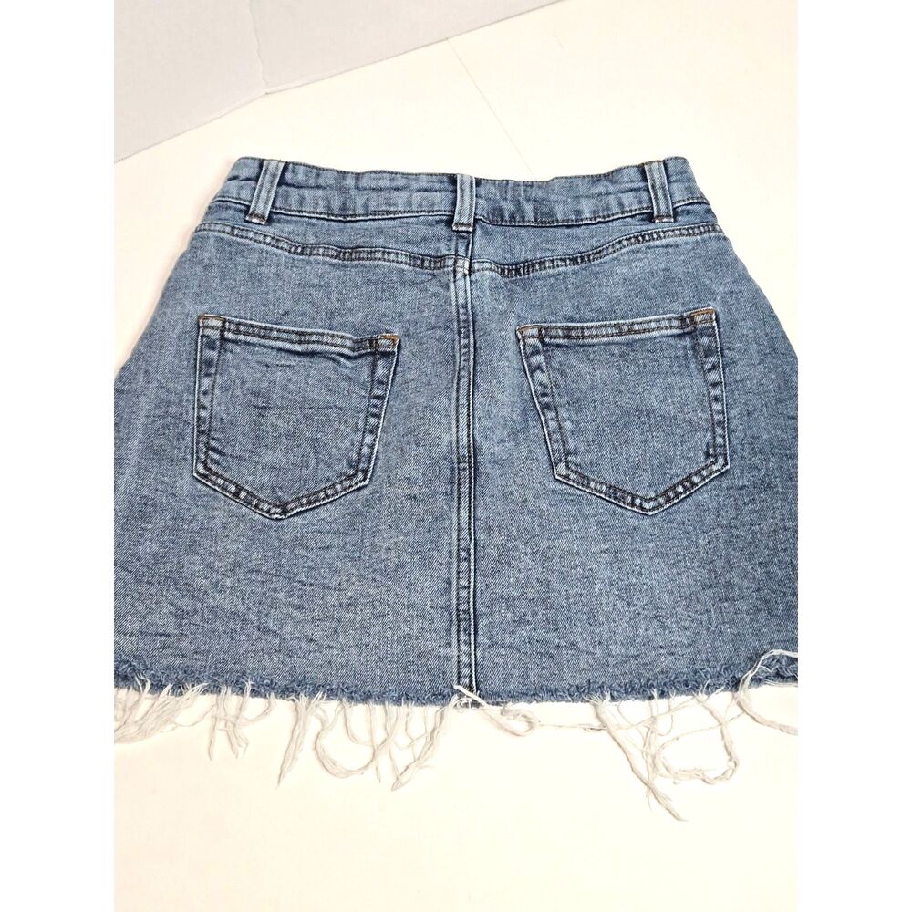 Wild Fable Denim Mini Skirt | Women's Size 4 | Blue Distressed Raw Hem - Picture 2 of 7